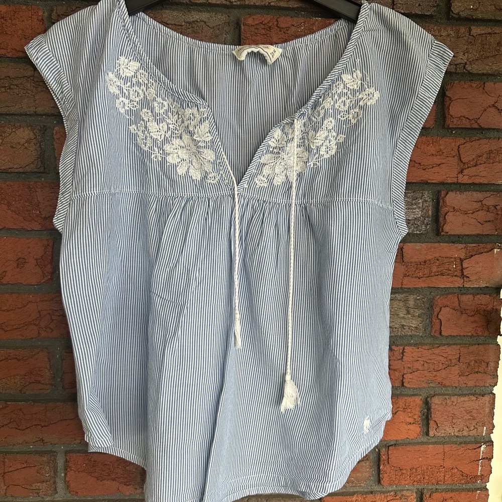 Abercrombie & Fitch Blue and White Striped Blouse